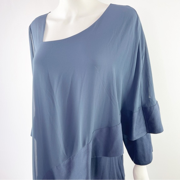 Soft Surroundings Women's Navy Blue Asymmetrical Lagenlook Tunic Top Size M - Picture 2 of 8